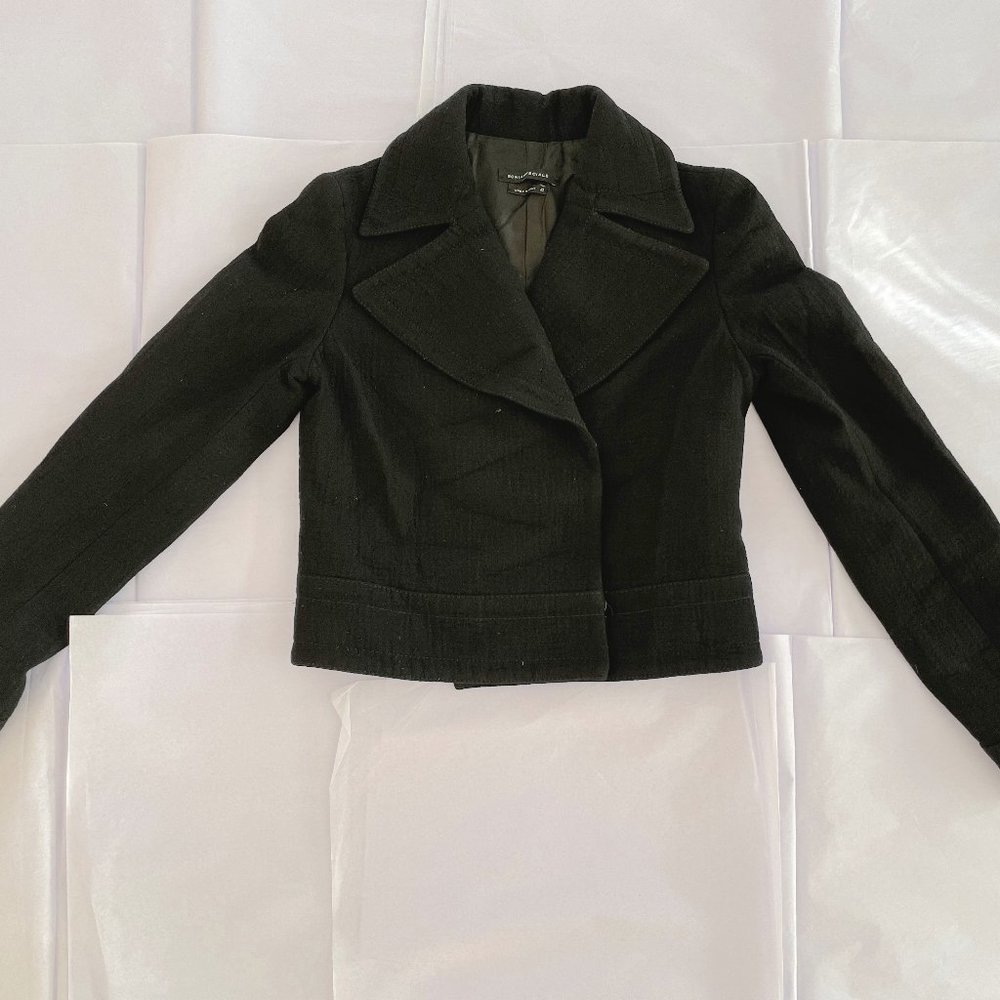 Black Cropped Virgin Wool Jacket By Sonia Speciale IT Size 42 Made in Italy